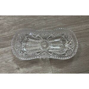 American Brilliant Sawtooth Cut 9 7/8" X 4.5" Glass Crystal Celery  Dish Damaged